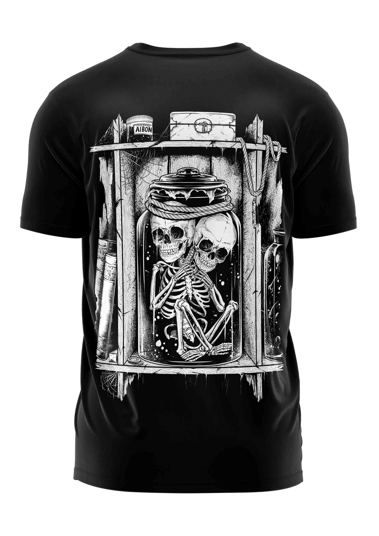 Lizzy and Jill schwarzes T-Shirt mit Skeletten im Glas