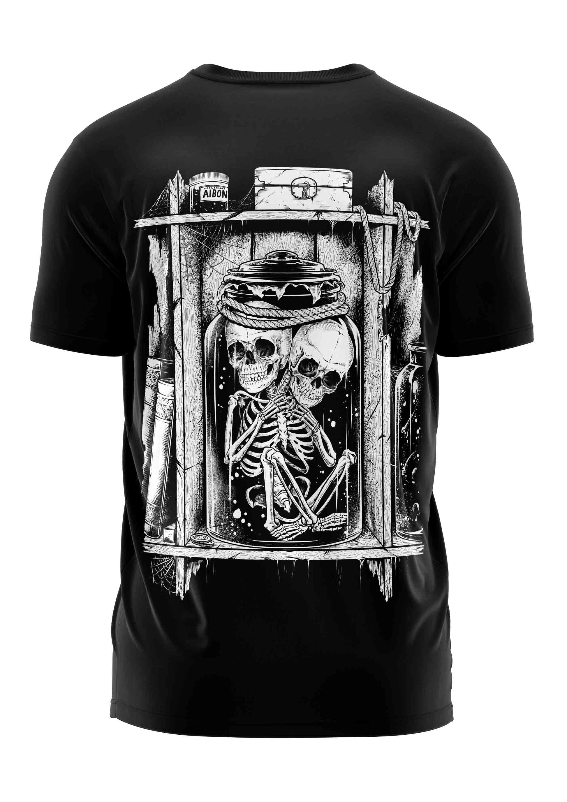 Lizzy and Jill schwarzes T-Shirt mit Skeletten im Glas