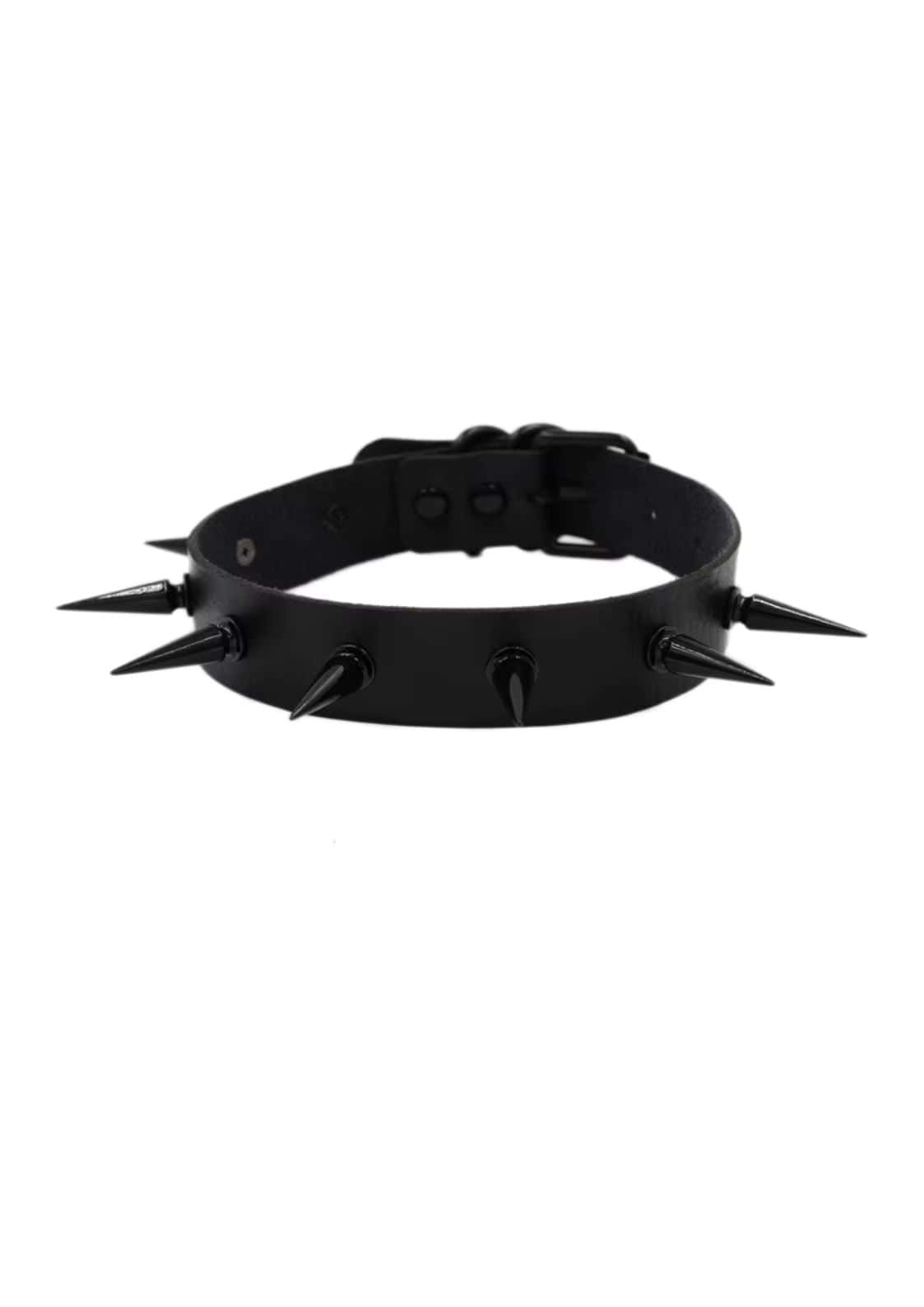Lang stachel schwarzer lederimitat halsband mit verstellbarer schnalle im long spike black design