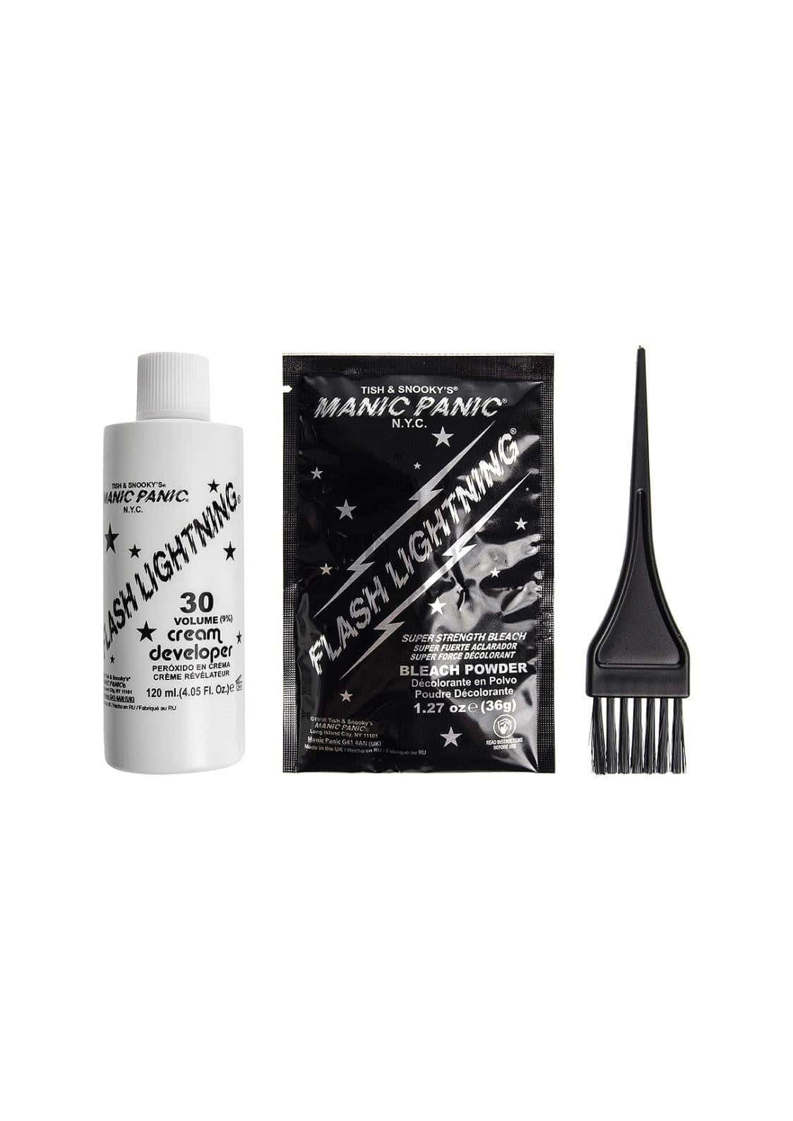 Weiße flasken von manic panic flash lightning 30 volume peroxide developer mit schwarzem stern für bleichset kit blondeierung