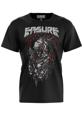 Schwarzes T-Shirt mit grafischem Aufdruck.