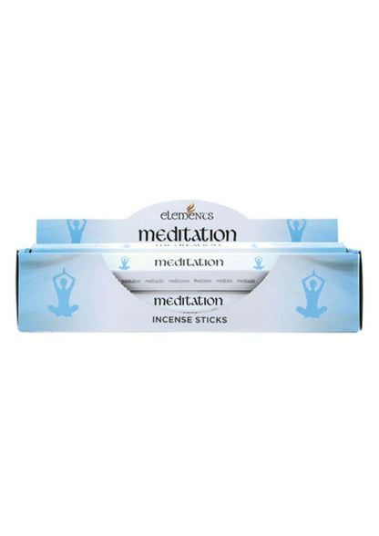 Lichtblaues rechteckiges box von meditation räucherstäbchen mit meditierenden serien und markenname für gothic dark fashion