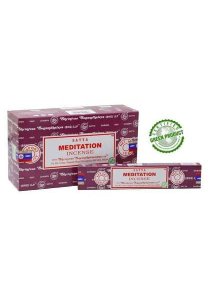 Meditation satya räucherstäbchen im maroon und weißen paket ideal für gothic kleidung und horror ambiente
