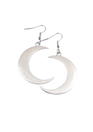 Silberne crescent mond ohrringe moon silver design perfekt für gothic und horror styling