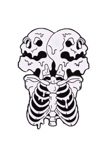 Dual-schädel skelett pin badge kupfermutation aus zinnkupfer mit emailleschiene für mutationen design