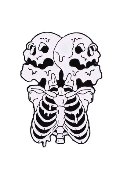 Doppelschädel-Skelett-Anstecker