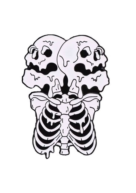 Doppelschädel-Skelett-Anstecker