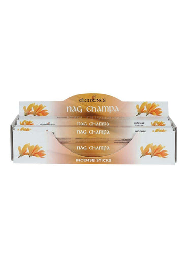 Weiß-orange verpackung für elements nag champa räucherstäbchen mit klassischem nag champa duft