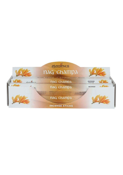 Weiß-orange verpackung für elements nag champa räucherstäbchen mit klassischem nag champa duft