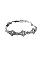 Silberfiliigree-Armband mit Markasitsteinen und aufwendiger Verarbeitung.