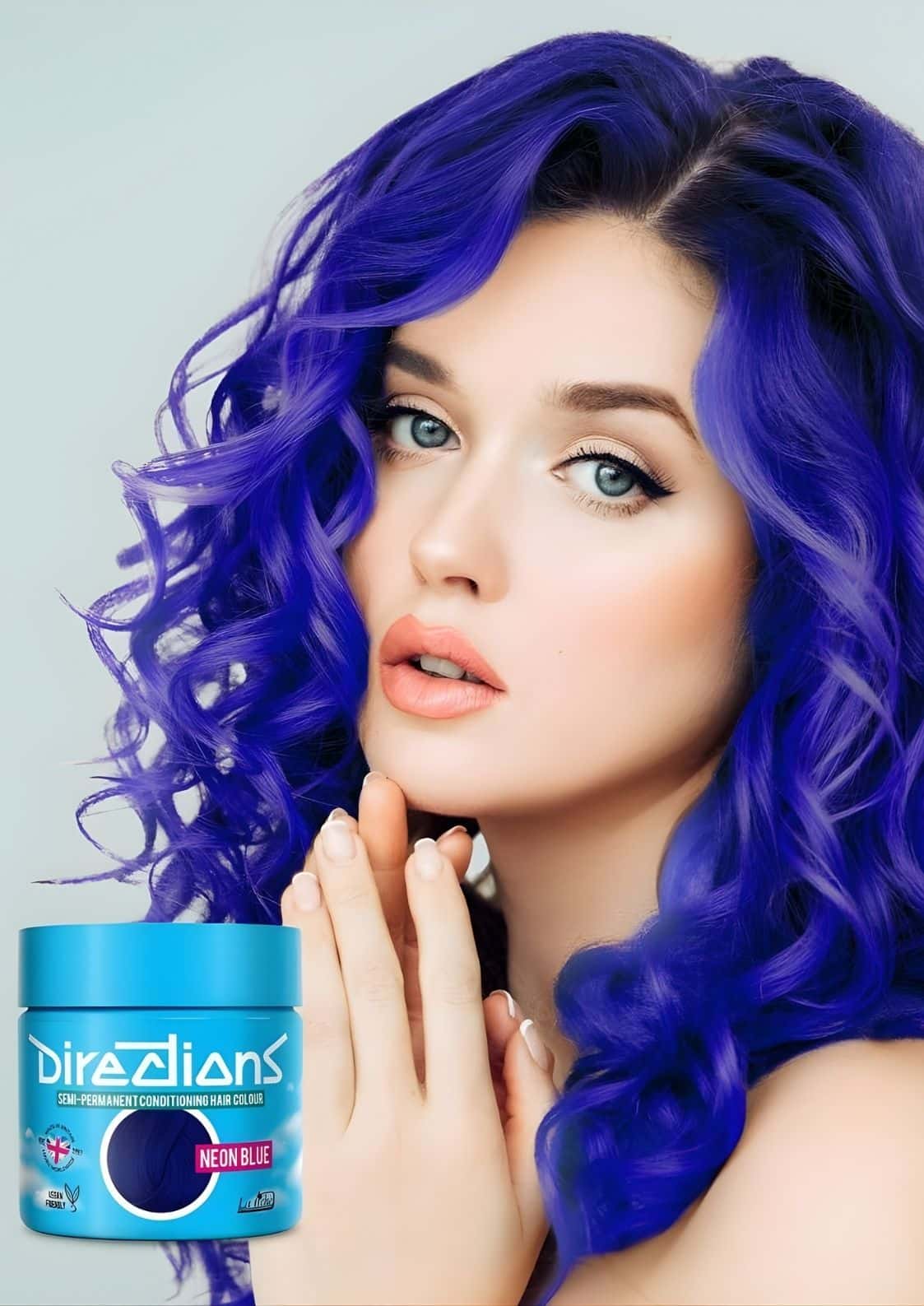 Neon blau directions haarfarbe 100ml in leuchtendem neonblau mit türkisfarbenem deckel für blondiertes haar