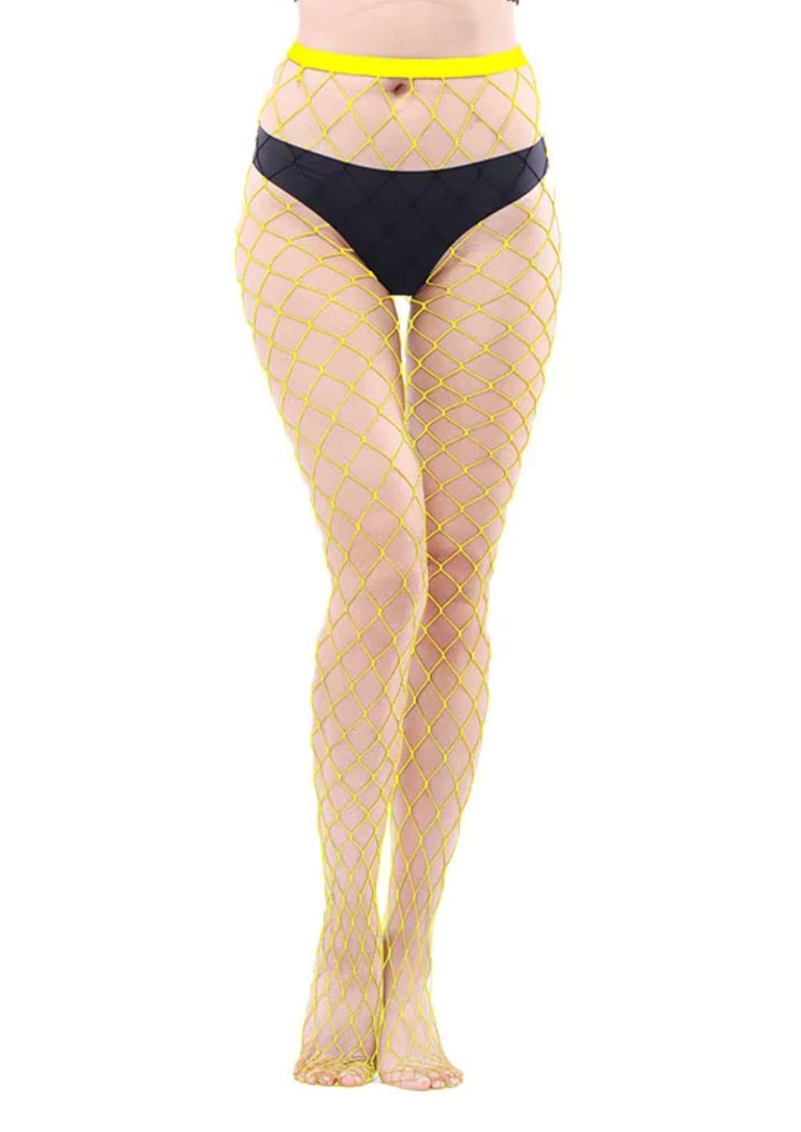 Netzstrumpfhose Gelb Maschengröße XL - Strumpfhose