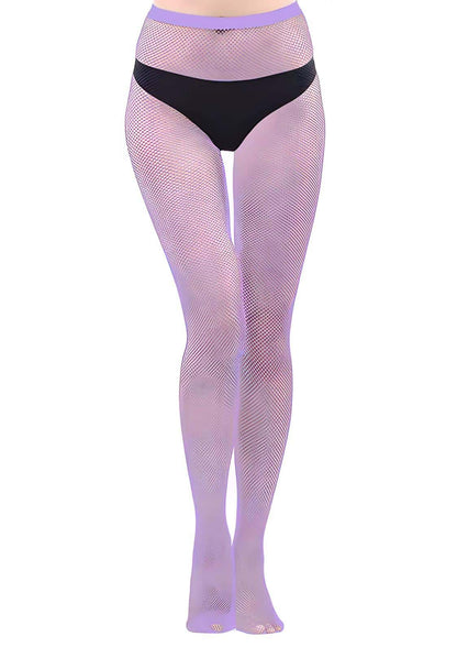 Violett netzstrumpfhose maschengröße s mit schwarzem bund ideal für gothic outfits