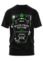 Schweres Unisex T-Shirt Never Trust the Living mit Ouija-Design