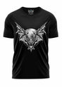 Schwarzes Gothic-Metal-T-Shirt NIGHT STALKER mit Fledermaus-Schädel-Motiv