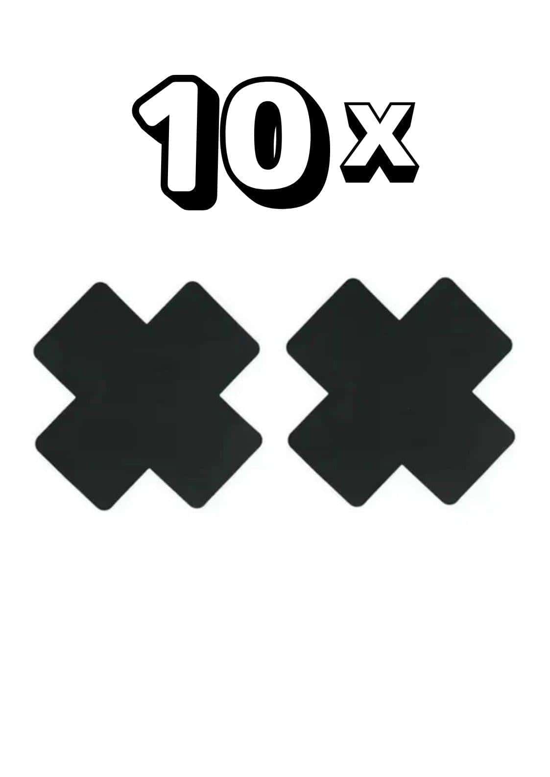 Nippel pasties schwarz in x form mit sicheren halt in einer verpackung mit 10 stück