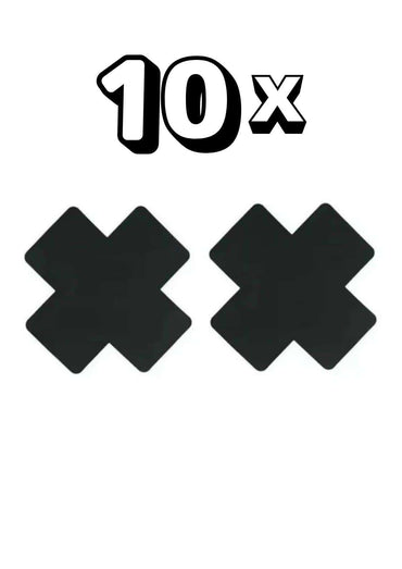 Nippel pasties schwarz in x form mit sicheren halt in einer verpackung mit 10 stück