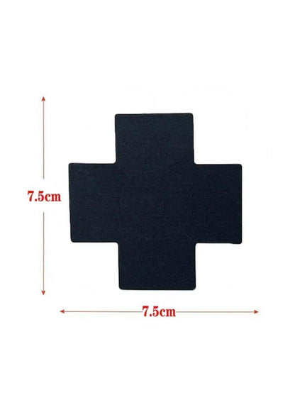 Nippel pasties schwarz mit sicherem halt aus mattem stoff 7,5x7,5 cm in kreuzform, 10 stück set