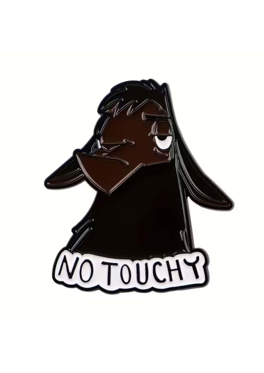 Schwarze Lama-Emaille-Anstecknadel ’No Touchy’.