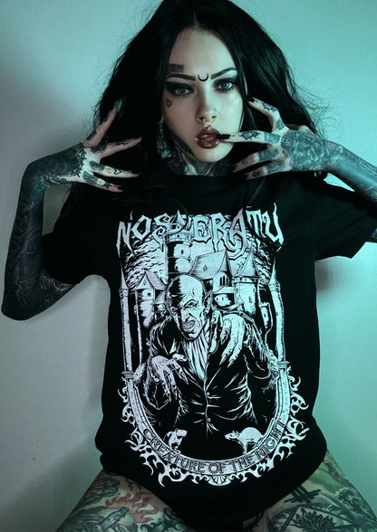 Nosferatu Gothic Shirt mit schwarzem Metal-Design