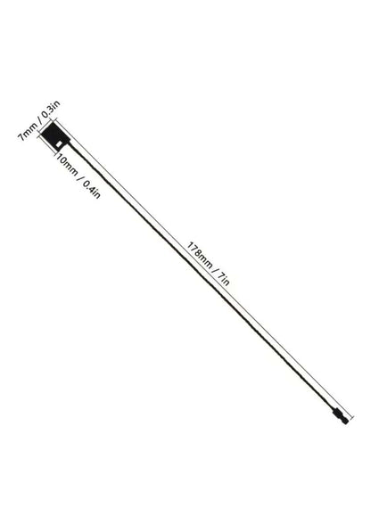 Stainless steel schraubendreher mit schwarzem griff und 7mm spitze neben nylon schnellverschluss für hängeetiketten