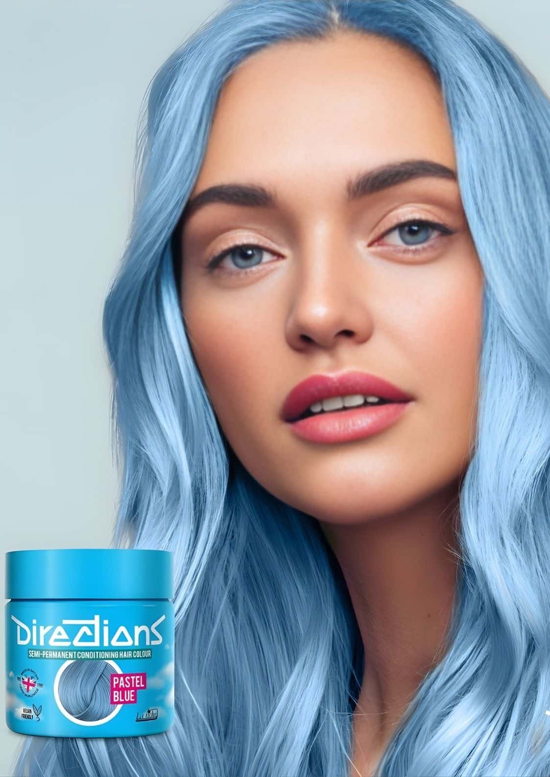 Pastel blue directions 100ml semi-permanente haartönung für helle eisblau erzeugt und silberweißes haar