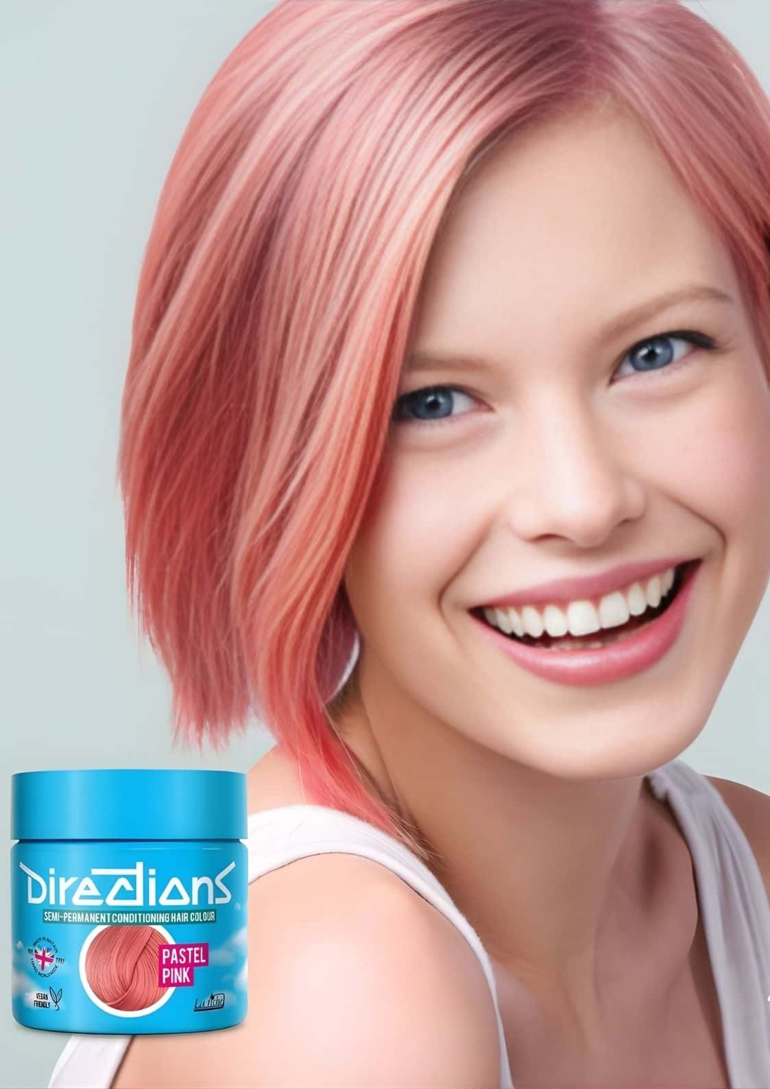 Pastel pink directions 100ml semi-permanente haartönung in blauem glas für blondiertes haar von direzions