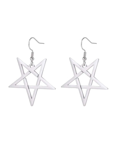 Silberne pentagram edelstahl ohrringe mit minimalistischem design und polierter metalloberfläche