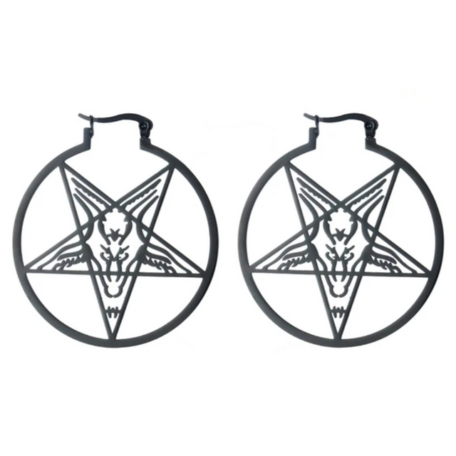 PENTAGRAM ROUND BLACK - EARRINGS - JEWLERY