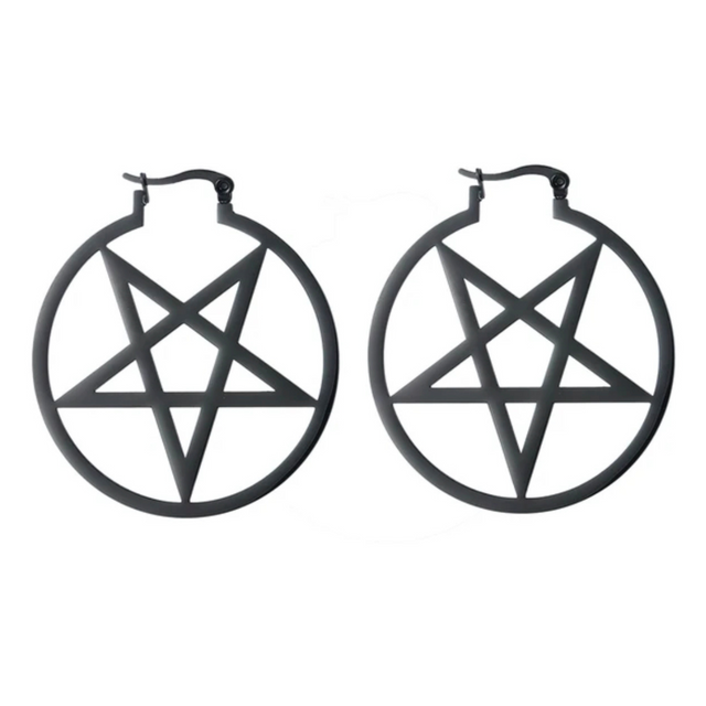 PENTAGRAM SIMPLE BLACK - EARRINGS - JEWLERY