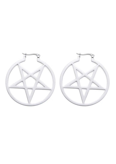 Silberne pentagram simple ohrringe aus metall mit schlichtem minimalistischen design für gothic und horror styles
