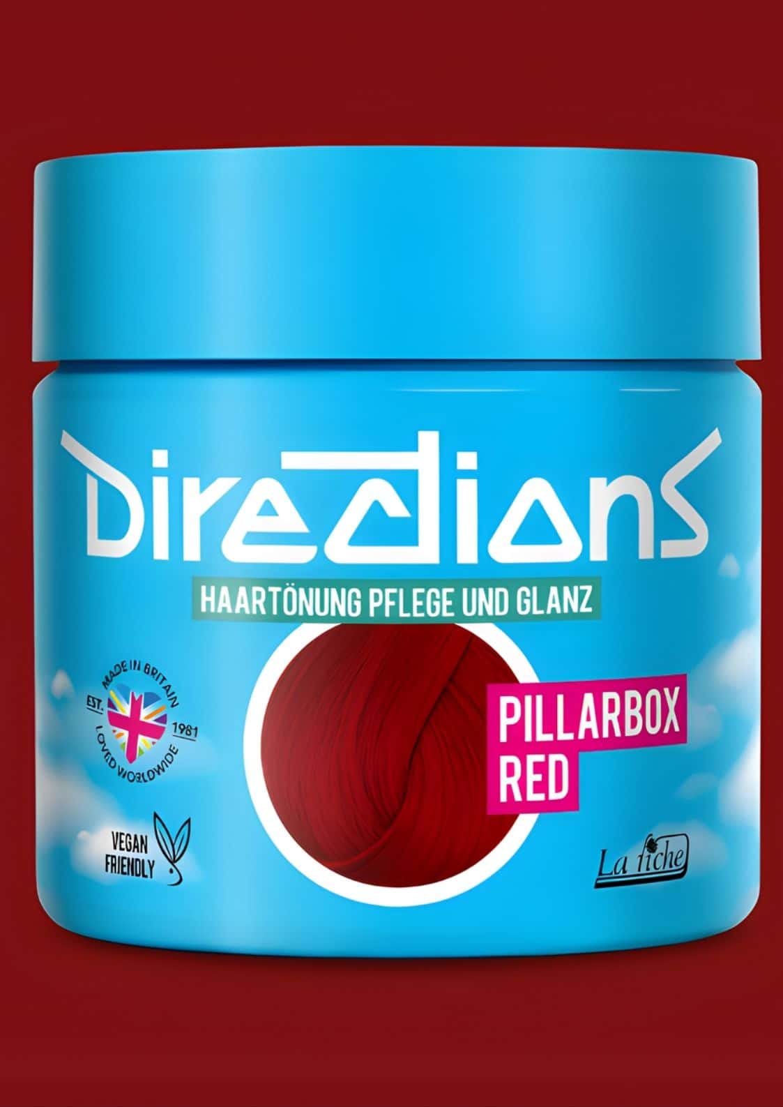 Vibrante blaue dose directions haartönung pillarbox red 100ml mit deckel und fenster für extrem leuchtendes rot bei blondiertem haar