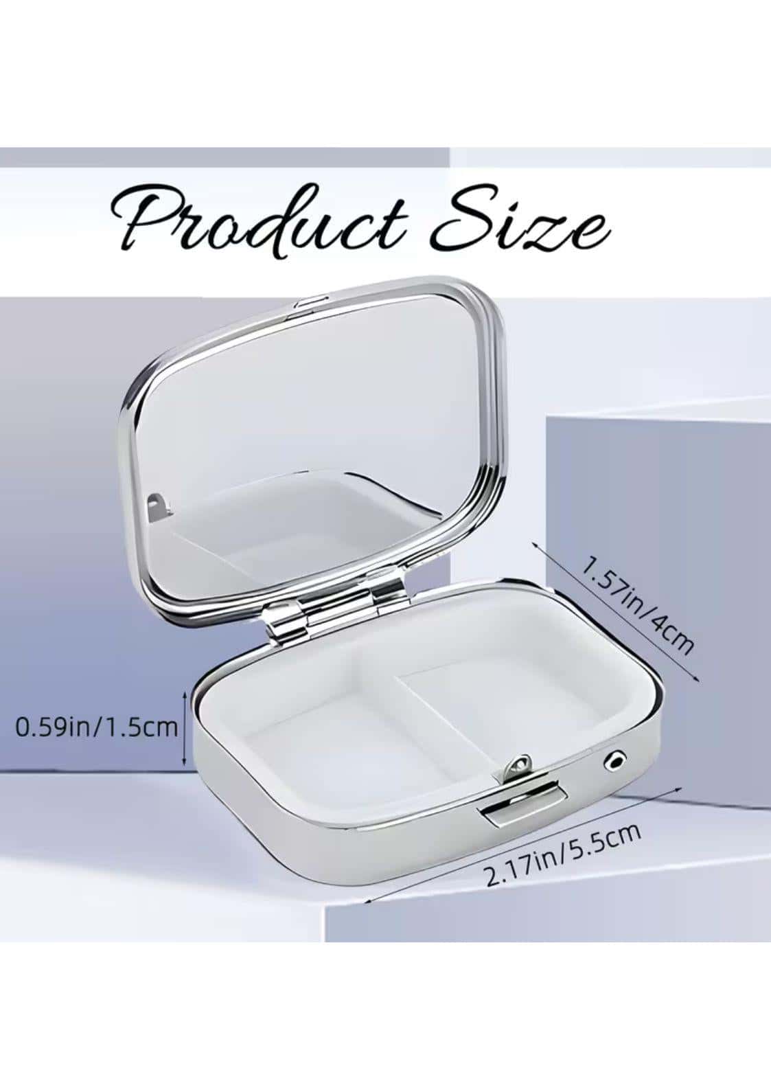 Silberne rechteckige kompakte spiegelbox poison pillendose mit klappdeckel und zwei innenfächern für gothic dark fashion