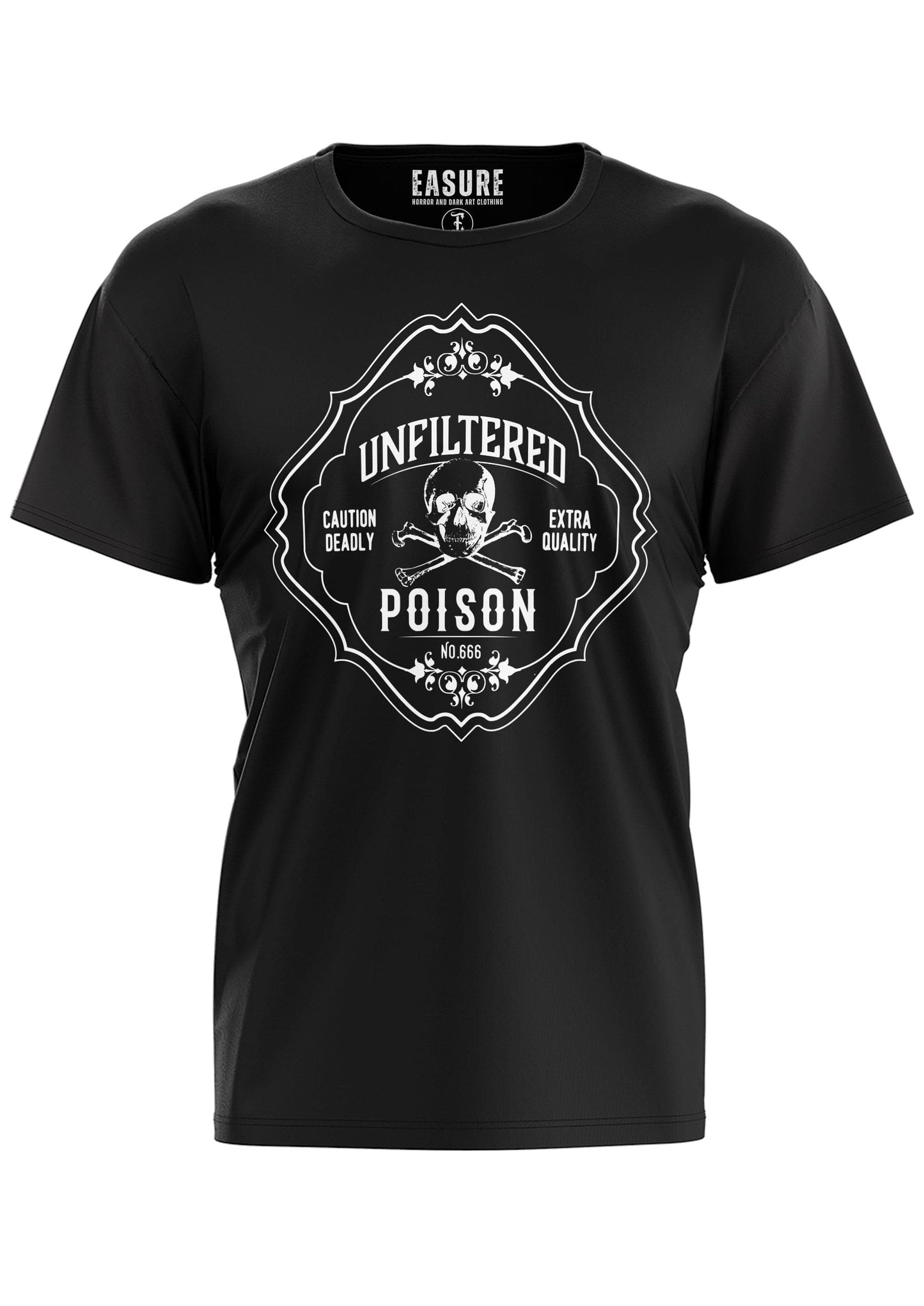 Schwarzes Gothic-Metal T-Shirt POISON mit Unfiltered Poison Totenkopf