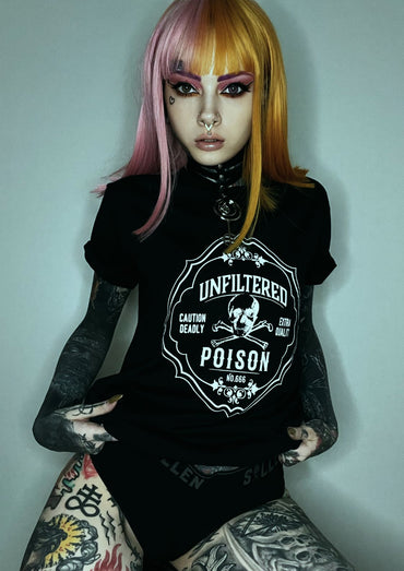 Schwarzes Gothic-Metal T-Shirt Poison mit Totenkopf-Motiv unfiltered poison