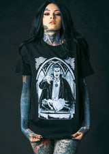 Schwarzes Gothic-Shirt PRINCE OF BLOOD mit Vampir-Illustration