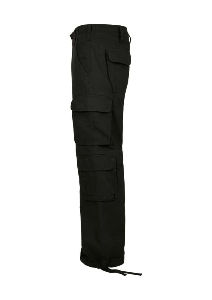 Brandit pure vintage schwarz gothic cargo hose mit mehreren taschen und schnürzug am saum