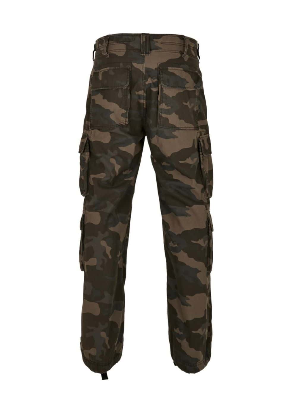 Dunkelgrüne und braune Tarn-Cargohosen mit mehreren Taschen.