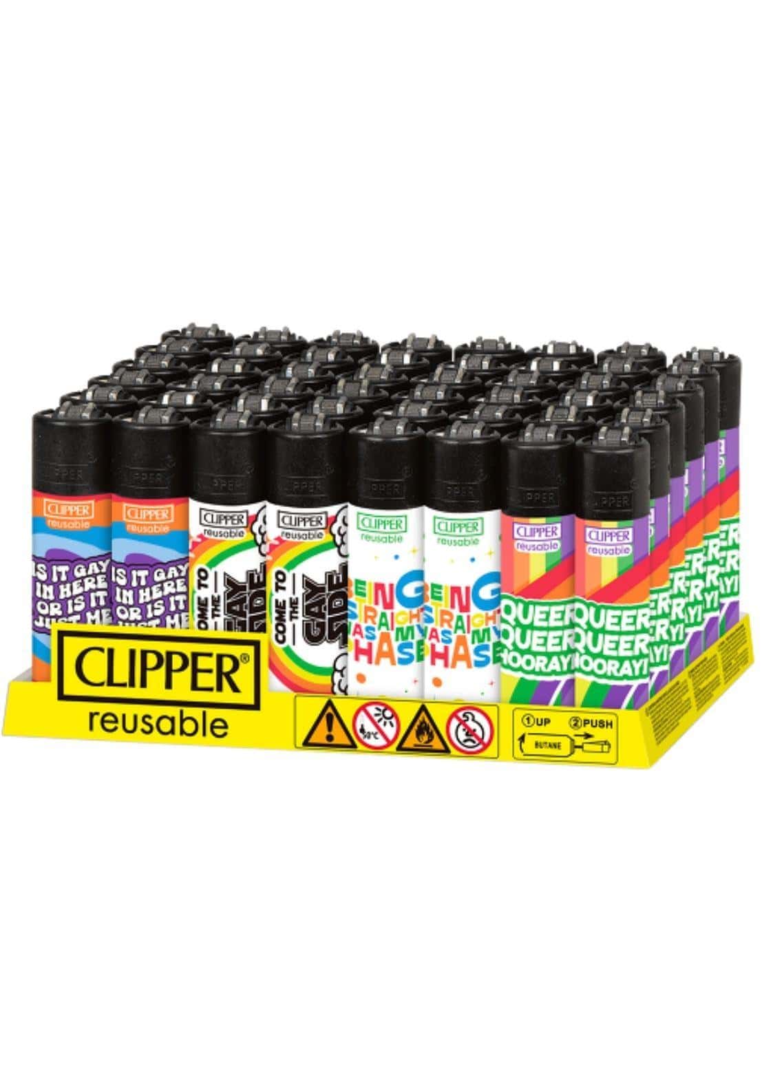Bunte batsquirrel clipper lighter refillable mit comic design und auffälligen regenbogenmotiven im queer queer hooray stil
