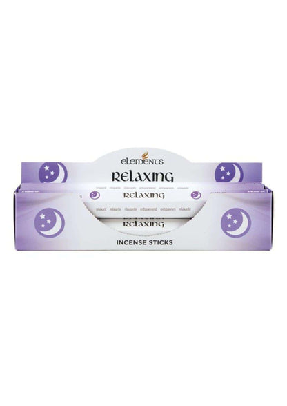 Lila weiße relaxing elements räucherstäbchen box mit mond stern motiven für mystische atmosphäre in gut belüfteten räumen