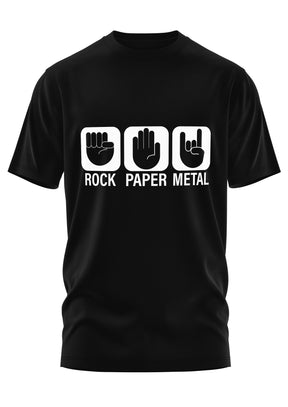 Schweres Unisex T-Shirt Rock Paper Metal aus strapazierfähigem Stoff