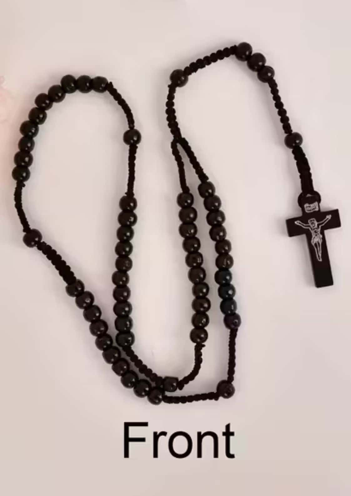 Schwarzer hölzerner Rosenkranz mit Kruzifix-Kreuz