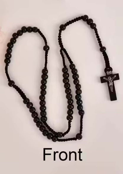 Schwarzer hölzerner Rosenkranz mit Kruzifix-Kreuz
