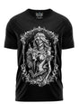 Schwarzes Gothic-Metal T-Shirt Rotten Girl mit Skelett-Frau in Rüstung
