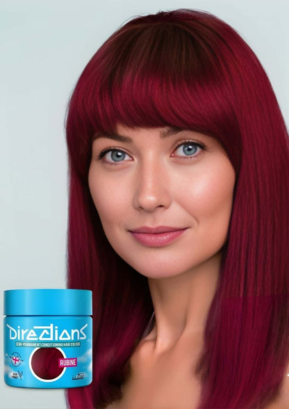 Rubine directions 100ml haartönung in intensivem rubinrot für helles haar im hellblauen behälter