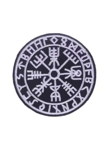 Schwarzer und weißer vegvisir kompass patch mit runen aus polyester hergestellt in china