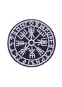 Schwarz-weiß Vegvisir-Kompass-Patch mit nordischen Runen.
