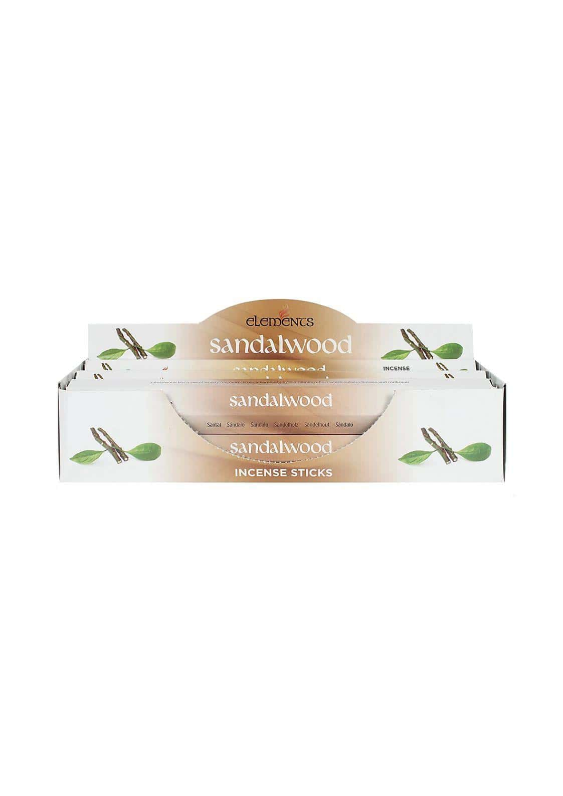 Weiße karton-displaybox mit elements marke sandalwood incense sticks für räucherstäbchen verwenden