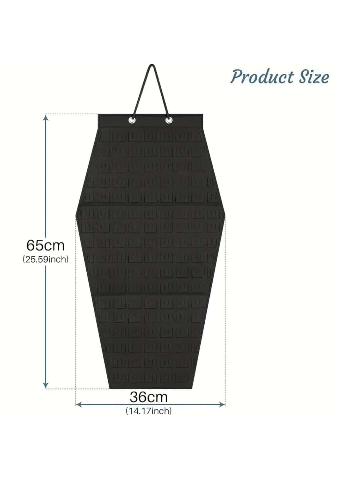 Schwarze sarg filz aufbewahrungstasche in sargform mit aufhängeöse 65x36cm ideal für gothic und horror dekoration