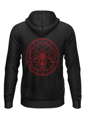 Schwerer Unisex Hoodie SATANAS RED mit rotem Pentagramm-Rückenprint